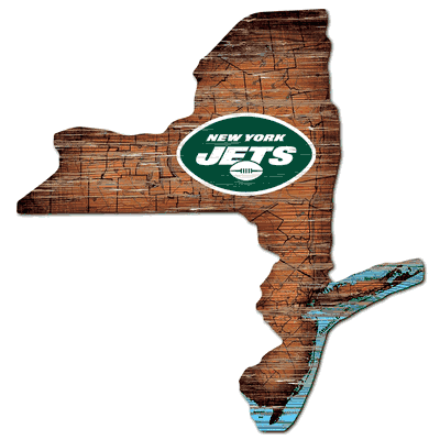 New York Jets 24 Inch Distressed State with Logo Sign