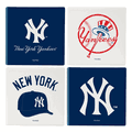 New York Yankees 4 Piece Coaster Set with Wood Caddy
