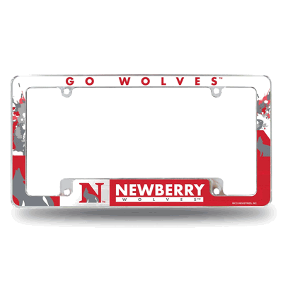 Newberry Wolves Primary 12" x 6" Chrome Automotive License Plate Frame
