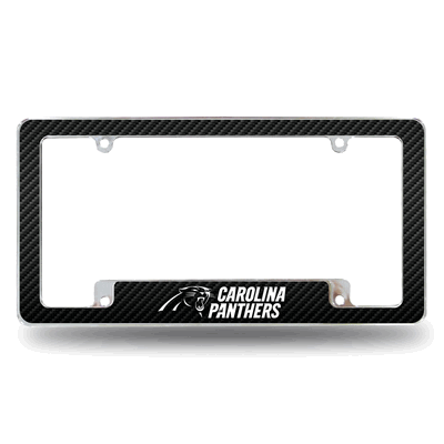 NFL Carolina Panthers Black Chrome Automotive License Plate Frame