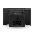 NFL Cleveland Browns Black Laser Engraved Faux Leather Trifold