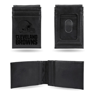 NFL Cleveland Browns Black Laser Engraved Front Pocket Wallet