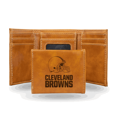 NFL Cleveland Browns Brown Laser Engraved Faux Leather Trifold