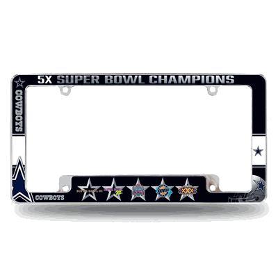 NFL Dallas Cowboys Multi Champ Chrome Automotive License Plate Frame
