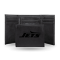 NFL Football New York Jets Black Laser Engraved Faux Leather Trifold