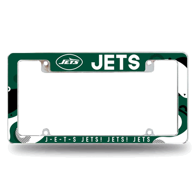 NFL Football New York Jets Wave Chrome Automotive License Plate Frame