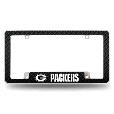 NFL Green Bay Packers Black Chrome Automotive License Plate Frame