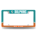 NFL Miami Dolphins Two-Tone Chrome Automotive License Plate Frame NFL Miami Dolphins Two-Tone Chrome Automotive License Plate Frame