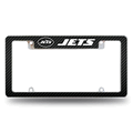 NFL NY Jets Carbon Fiber Design Chrome Automotive License Plate Frame NFL NY Jets Carbon Fiber Design Chrome Automotive License Plate Frame