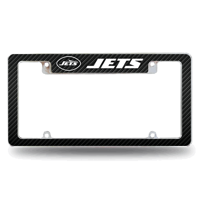 NFL NY Jets Carbon Fiber Design Chrome Automotive License Plate Frame