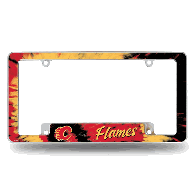 NHL Calgary Flames Tie Dye Chrome Automotive License Plate Frame
