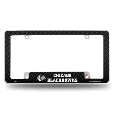 NHL Chicago Blackhawks Black Chrome Automotive License Plate Frame
