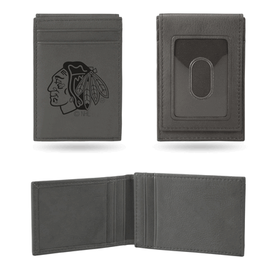 NHL Chicago Blackhawks Black Laser Engraved Front Pocket Wallet