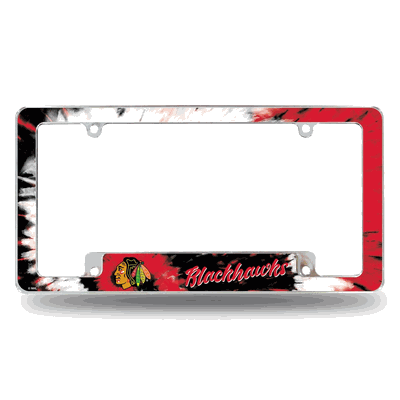 NHL Chicago Blackhawks Tie Dye Chrome Automotive License Plate Frame