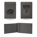 NHL Columbus Blue Jackets Gray Laser Engraved Front Pocket Wallet NHL Columbus Blue Jackets Gray Laser Engraved Front Pocket Wallet