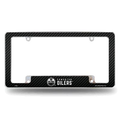 NHL Edmonton Oilers Black Chrome Automotive License Plate Frame