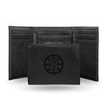 NHL Hockey Boston Bruins Black Laser Engraved Faux Leather Trifold