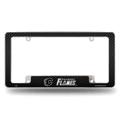 NHL Hockey Calgary Flames Black Chrome Automotive License Plate Frame