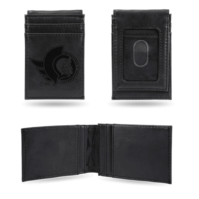 NHL Hockey Ottawa Senators Black Laser Engraved Front Pocket Wallet