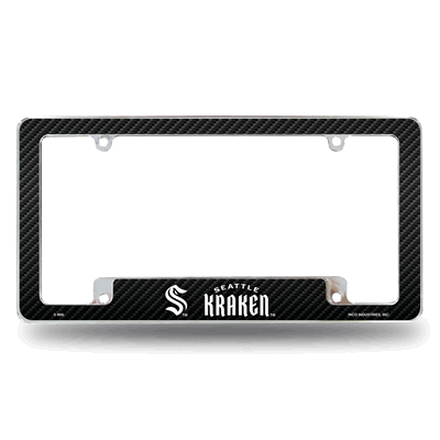 NHL Hockey Seattle Kraken Black Chrome Automotive License Plate Frame
