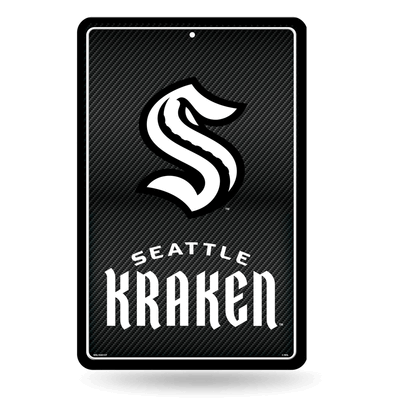 NHL Hockey Seattle Kraken Carbon Fiber 11" x 17" Home Decor Sign