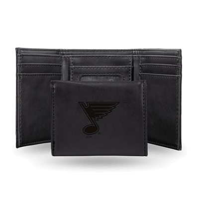 NHL Hockey St. Louis Blues Black Laser Engraved Faux Leather Trifold