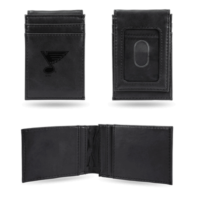 NHL Hockey St. Louis Blues Black Laser Engraved Front Pocket Wallet