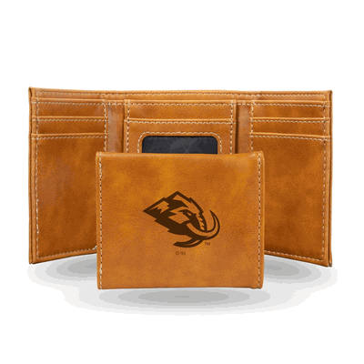 NHL Hockey Utah Mammoth Brown Laser Engraved Faux Leather Trifold