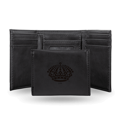NHL Los Angeles Kings Black Laser Engraved Faux Leather Trifold