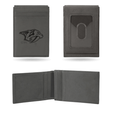 NHL Nashville Predators Gray Laser Engraved Front Pocket Wallet
