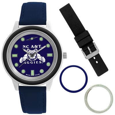 North Carolina A&T Aggies Colors Stainless Steel Interchangeable Bezel Watch Gift Set
