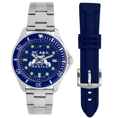 North Carolina A&T Aggies Men's Contender 2 Band Stainless Steel Watch Gift Set