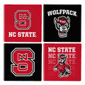 North Carolina State Wolfpack 4 Piece Coaster Set with Wood Caddy