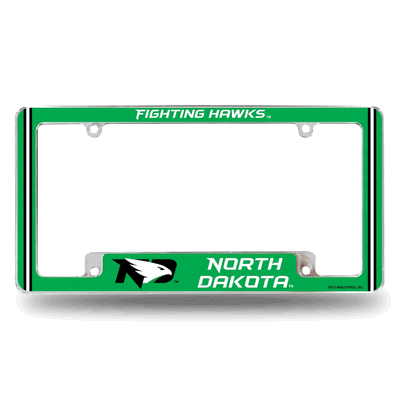 North Dakota Fighting Hawks Classic Chrome Auto License Plate Frame