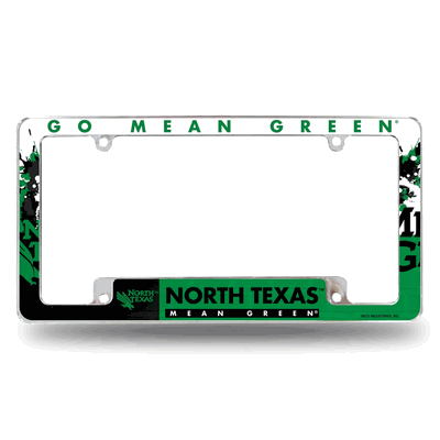 North Texas Mean Green Primary Chrome Automotive License Plate Frame
