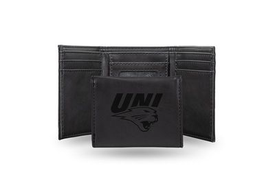 Northern Iowa Laser Engraved Black Trifold Wallet