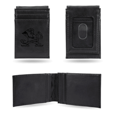 Notre Dame Fighting Irish ND Black Laser Engraved Front Pocket Wallet