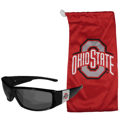 Ohio St. Buckeyes Chrome Wrap Sunglasses and Bag