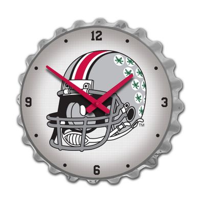 Ohio State Buckeyes Team Spirit Bottle Cap Wall Clock-Helmet on Silver