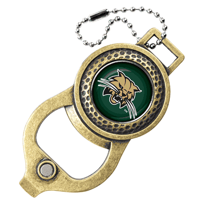 Ohio University Bobcats Golf Bag Tag with Ball Marker - Antique Brass