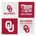 Oklahoma Sooners 4 Piece Coaster Set with Wood Caddy