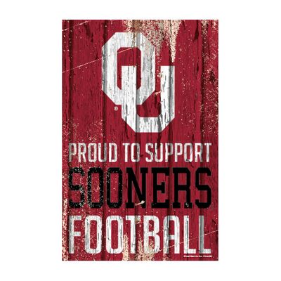 Oklahoma Sooners "Proud to Support" Wood Sign
