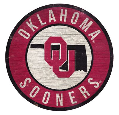 Oklahoma Sooners "Round State" Wood Sign