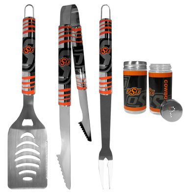 Oklahoma St. Cowboys 3 Piece Tailgate BBQ Set with Salt and Pepper Shakers