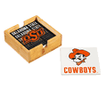 Oklahoma State Cowboys 4 Piece Coaster Set with Wood Caddy