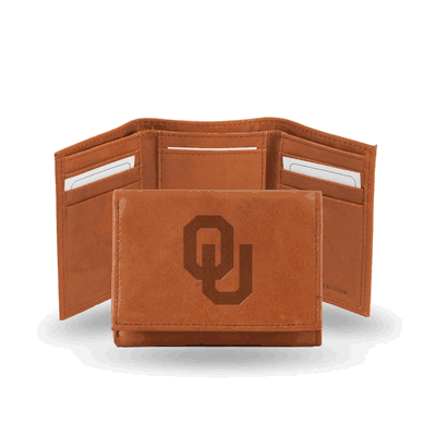 Oklahoma University Embossed Leather Trifold Wallet