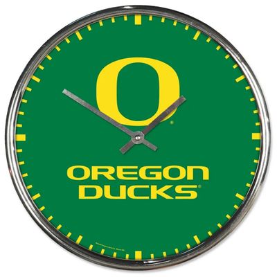 Oregon Ducks Round Chrome Wall Clock