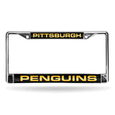 Penguins Black/Gold Laser Chrome Frame