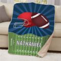 Personalized Football Helmet Sherpa Throw
