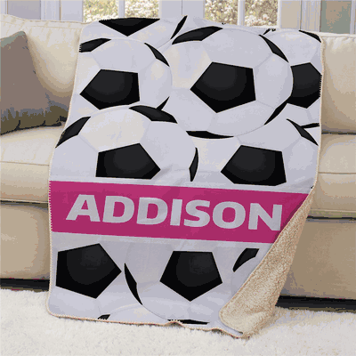 Personalized Soccer Sherpa Blanket